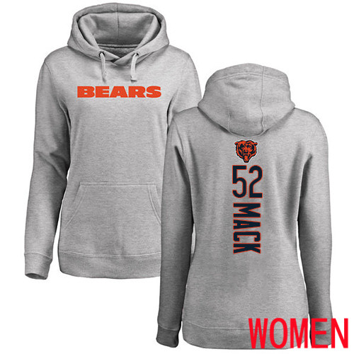 Chicago Bears Ash Women Khalil Mack Backer NFL Football #52 Pullover Hoodie Sweatshirts->nfl t-shirts->Sports Accessory
